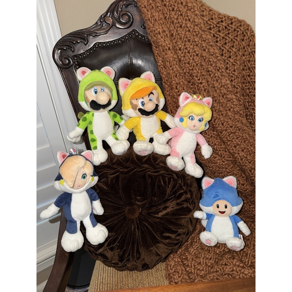 Super Mario 3D World Sanei Plush Collection 2014 6 Lot Wow Cat Mario Stuffed Ani